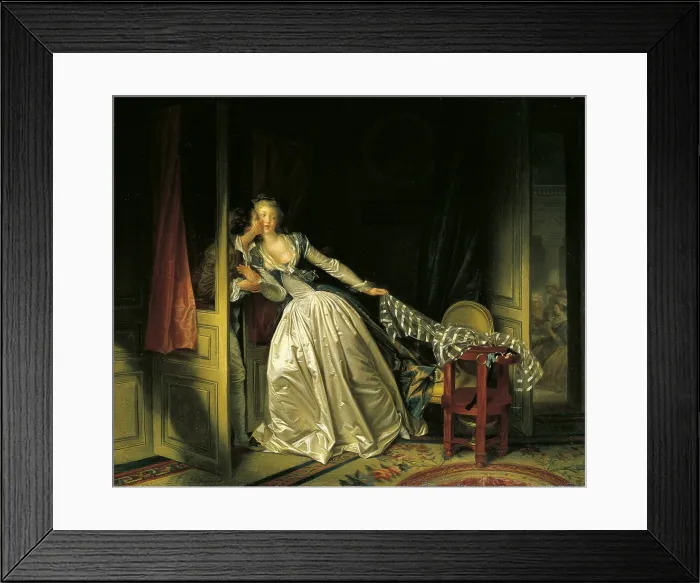 Framed Print : A furtive kiss, by Jean-Honor Fragonard, 1780 ca. 18th Century, oil on canvas, 45 x 55 cm - Russia, St. Petersburg, The State Hermitage Museum. Whole artwork view Framed Print : A furtive kiss, by Jean-Honor Fragonard, 1780 ca. 18th Century, oil on canvas, 45 x 55 cm - Russia, St. Petersburg, The State Hermitage Museum. Whole artwork view