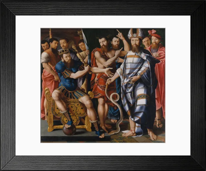 Framed Print : MOSES AND AARON BEFORE PHARAOH: AN ALLEGORY OF THE DINTEVILLE FAMILY, 1537, French painting Framed Print : MOSES AND AARON BEFORE PHARAOH: AN ALLEGORY OF THE DINTEVILLE FAMILY, 1537, French painting