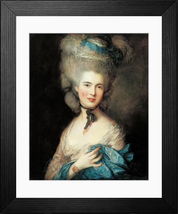 Framed Print : Lady in Blue, by Thomas Gainsborough, 1770 - 1780, 18th Century, oil on canvas, 76 x 64 cm - Russia, St. Petersburg, The State Hermitage Museum. Whole artwork view