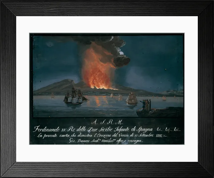 Framed Print : Eruption of the Vesuvium (Eruzione del Vesuvio), by unknown artist, 1810, 19th Century, oil on canvas - Whole artwork view Framed Print : Eruption of the Vesuvium (Eruzione del Vesuvio), by unknown artist, 1810, 19th Century, oil on canvas - Whole artwork view