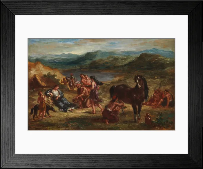 Framed Print : OVID AMONG THE SCYTHIANS, by Eugene Delacroix, 1862, French painting, oil on paper. The Roman poet Ovid, was banished from Rome to the coast of the Black Sea, in A.D. 8