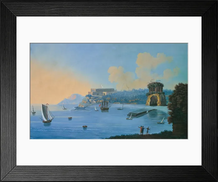 Framed Print : Gulf of Baia with the Temple of Venus and the Castle of Don Pedro de Toledo (Golfo di Baia con tempio di Venere e castello di don Pedro de Toledo), by unknown artist
