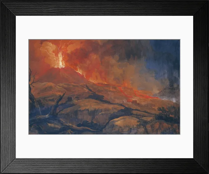 Framed Print : Eruption of Vesuvius (Eruzione del Vesuvio), 18th Century, oil on canvas - Whole artwork view