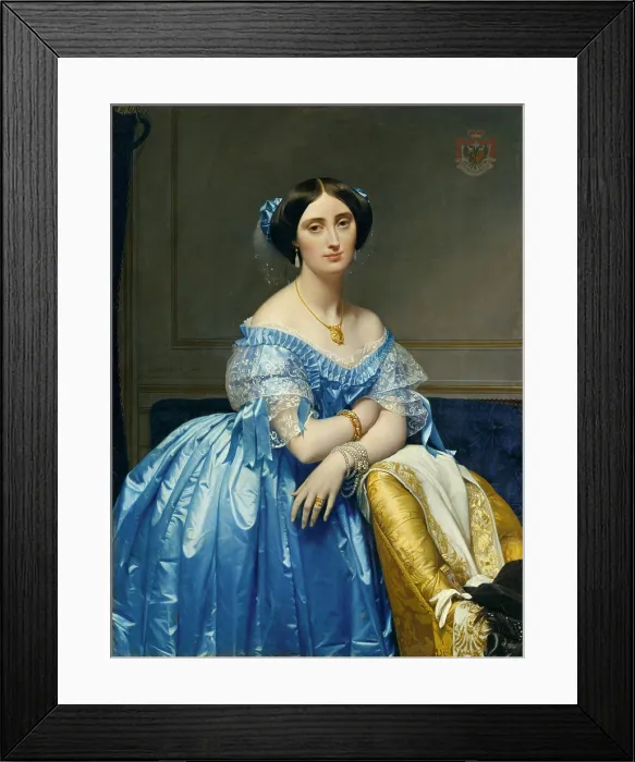 Framed Print : PRINCESSE DE BROGLIE, by Jean Auguste Dominique Ingres, 1851-53, French painting, oil on canvas. Pauline de Broglie was the wife of an Orlanist aristocrat in the 1850s