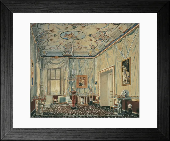 Framed Print : Indoor of the Royal Palace at the Age of Joachim Murat (1808-1815) (Interno della Reggia di Napoli al tempo di Gioacchino Murat (1808-1815)), by Elie Honor Montagny, 1811