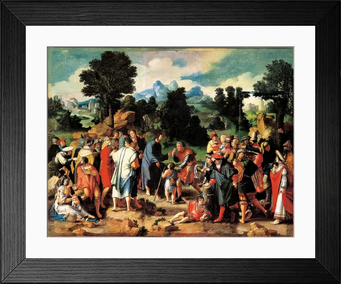 Framed Print : The Healing of the Blind man from Jericho, by Lucas van Leyden, 1531, 16th Century, oil on canvas - Russia, St. Petersburg, The State Hermitage Museum. Whole artwork view Framed Print : The Healing of the Blind man from Jericho, by Lucas van Leyden, 1531, 16th Century, oil on canvas - Russia, St. Petersburg, The State Hermitage Museum. Whole artwork view
