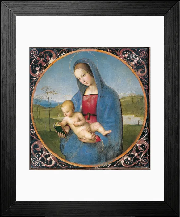 Framed Print : Madonna with the Book or Connestabile Madonna, by Raffaello Sanzio, 1504, 16th Century, tempera on board transferred on canvas, 17, 5 x 18 cm - Russia, St Peterburg