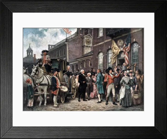 Framed Print : George Washington's Second Inauguration. George Washington arriving at Congress Hall in Philadelphia March 4 1793. arriving at Congress Hall in Philadelphia March 4 1793