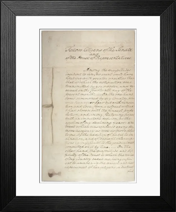 Framed Print : George Washington's inaugural address page 1 of 2 Framed Print : George Washington's inaugural address page 1 of 2