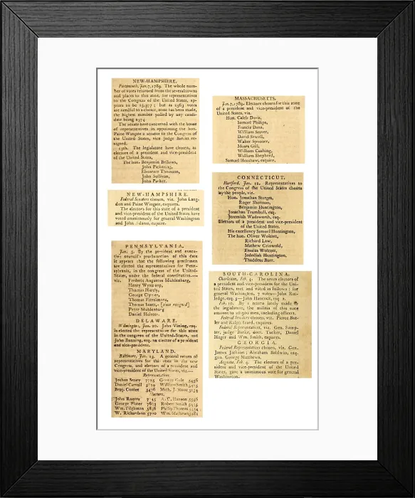 Framed Print : COLUMBIAN MAGAZINE reporting of the election of George Washington in 1789