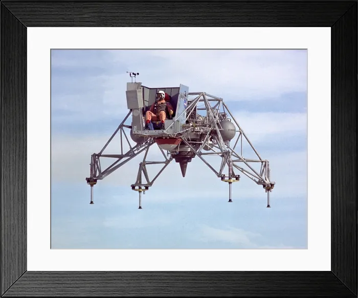 Framed Print : Apollo Project's prototype of the Lunar Landing Module in an early test flight Framed Print : Apollo Project's prototype of the Lunar Landing Module in an early test flight