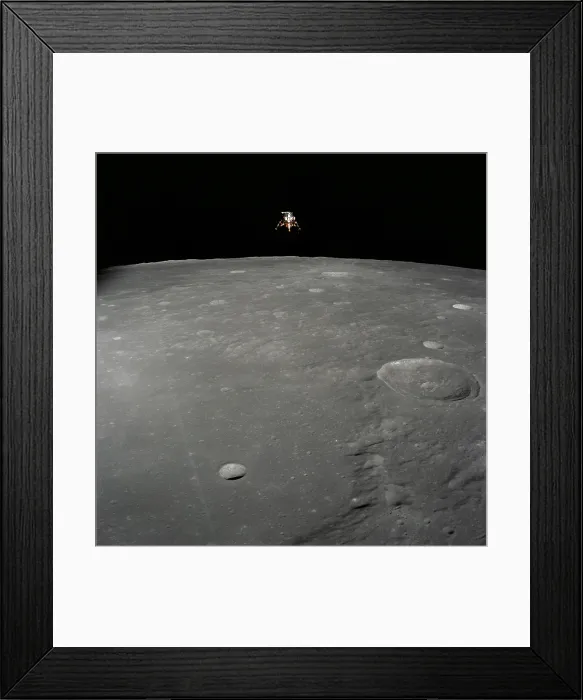Framed Print : Apollo 12 lunar module Intrepid landing on the Moon's surface. It landed in the Ocean of Storms where the Surveyor 3 probe landed on April 20, 1967 Framed Print : Apollo 12 lunar module Intrepid landing on the Moon's surface. It landed in the Ocean of Storms where the Surveyor 3 probe landed on April 20, 1967