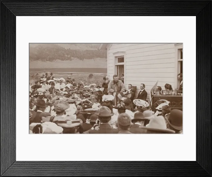 Framed Print : President Theodore Roosevelt speaking in front of a school house at Divide Creek, Colorado. April 26, 1905 (BSLOC_2017_4_87) Framed Print : President Theodore Roosevelt speaking in front of a school house at Divide Creek, Colorado. April 26, 1905 (BSLOC_2017_4_87)
