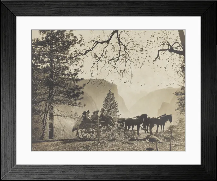 Framed Print : President Theodore Roosevelts party in a horse drawn carriage at Inspiration Point, Yosemite Valley. TR traveled with John Muir and others, May 15-17, 1903 Framed Print : President Theodore Roosevelts party in a horse drawn carriage at Inspiration Point, Yosemite Valley. TR traveled with John Muir and others, May 15-17, 1903