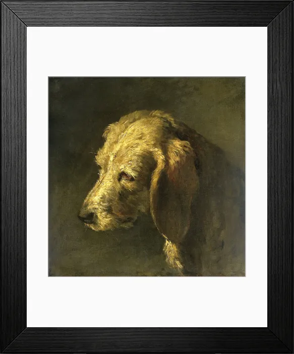 Framed Print : Head of a Dog, by Nicolas Toussaint Charlet, c. 1820-45, French painting, oil on canvas. (BSLOC_2016_1_297) Framed Print : Head of a Dog, by Nicolas Toussaint Charlet, c. 1820-45, French painting, oil on canvas. (BSLOC_2016_1_297)