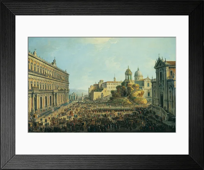 Framed Print : Cuccagna in Largo di Palazzo (Cuccagna a Largo di Palazzo), by Antonio Joli, 18th Century, oil on canvas, 49 x 76 cm - Whole artwork view