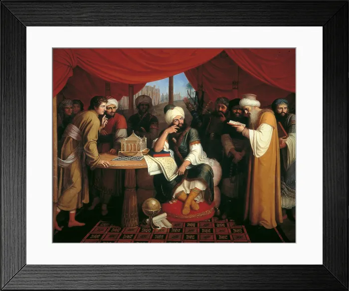 Framed Print : Harun al-Rashid in his Tent with the Wise Men from the East, by Gaspare Landi, 1813, 19th Century, oil on canvas - Italy, Campania, Naplesa, Capodimonte Museum
