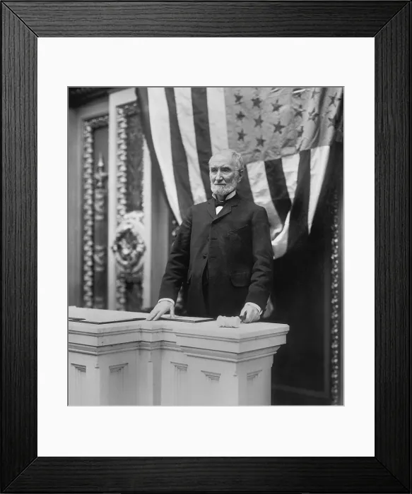 Framed Print : Joseph Cannon, Republican Speaker of the House from 1903 to 1911. He is standing at the House of Representatives Speakers Rostrum (BSLOC_2017_8_86) Framed Print : Joseph Cannon, Republican Speaker of the House from 1903 to 1911. He is standing at the House of Representatives Speakers Rostrum (BSLOC_2017_8_86)