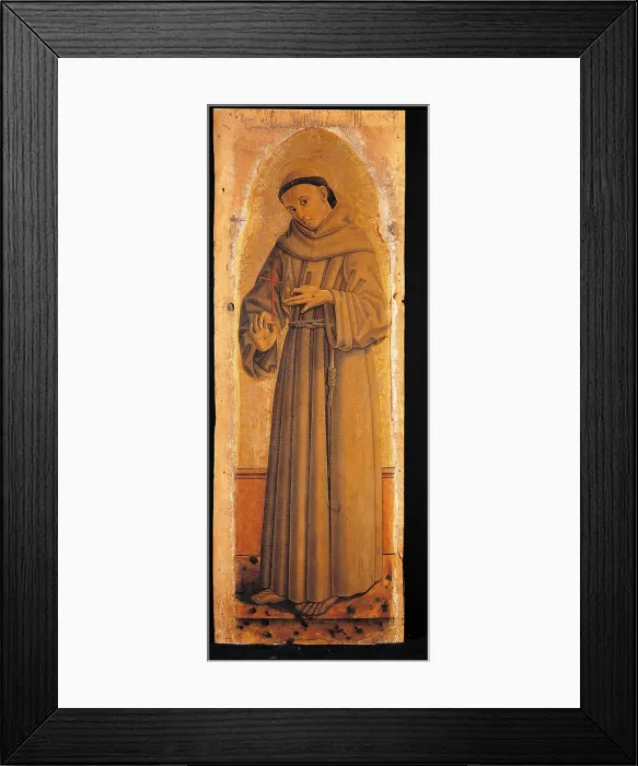 Framed Print : Polyptych of Monterubbiano, by Pietro Alemanno, 1475, 15th Century, tempera on board, 146, 5 x 33 cm - Italy, Lombardy, Milan, Brera Accademy of Fine Arts Collection. Detail Framed Print : Polyptych of Monterubbiano, by Pietro Alemanno, 1475, 15th Century, tempera on board, 146, 5 x 33 cm - Italy, Lombardy, Milan, Brera Accademy of Fine Arts Collection. Detail