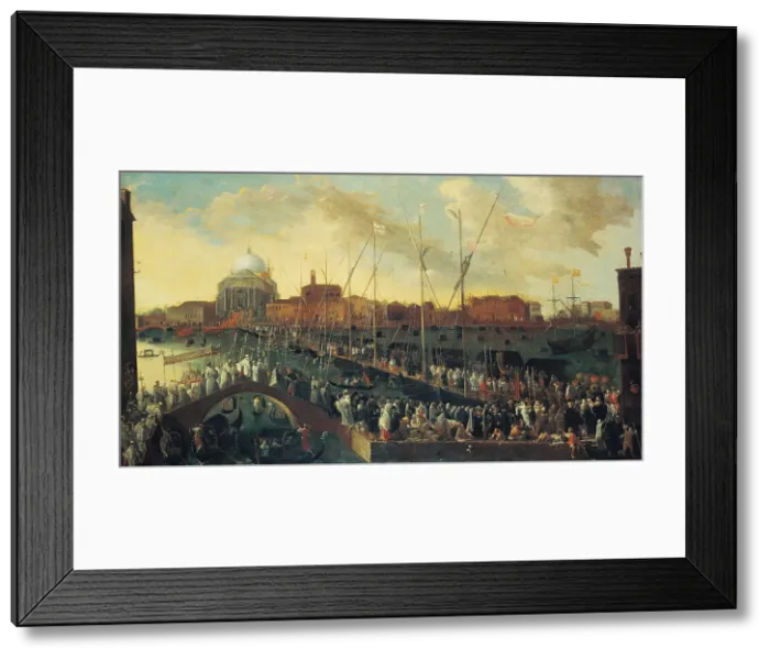 Framed Print : Procession of the Feast of the Redeemer (La processione del Redentore), by Joseph Heintz the Younger, 17th Century, oil on canvas, 115 x 205 cm - Whole artwork view