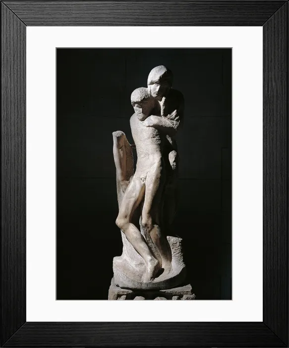 Framed Print : Piet Rondanini, by Michelangelo Buonarroti, 1553 - 1564, 16th Century, marble, h 195 cm - Italy, Lombardy, Milan, Castello Sforzesco, Civic Collection of Ancient Art