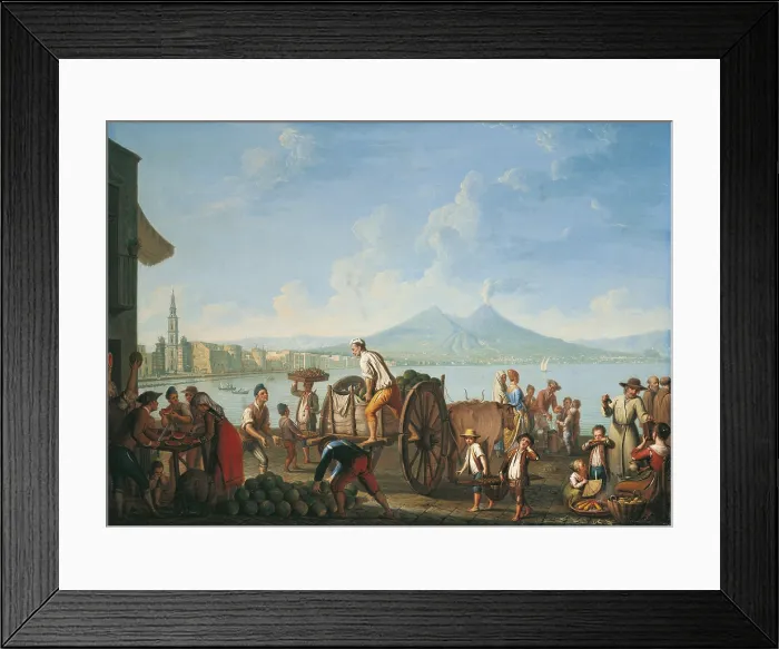 Framed Print : Sellers of Watermelons at the Harbour (Venditori di cocomeri al porto), by Pietro Fabris, 18th Century, oil on canvas - Whole artwork view