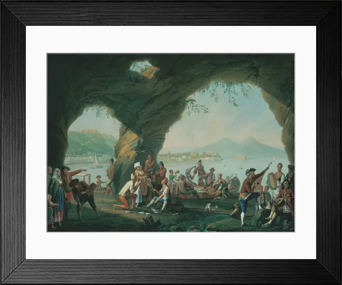 Framed Print : Scenes of Everyday Life in a Cave in Posillipo (Scena di vita popolare in una grotta a Posillipo), by Pietro Fabris, 18th Century, oil on canvas - Whole artwork view Framed Print : Scenes of Everyday Life in a Cave in Posillipo (Scena di vita popolare in una grotta a Posillipo), by Pietro Fabris, 18th Century, oil on canvas - Whole artwork view
