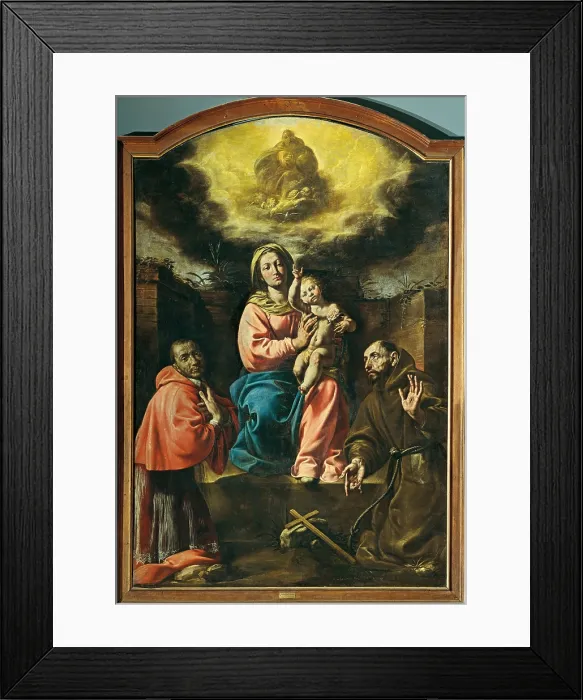 Framed Print : Madonna with Child and Saints Chales and Francis, by Antonio d'Errico also known as Tanzio da Varallo, 1628, 17th Century, oil on canvas, 285 x 190 cm - Italy, Piedmont