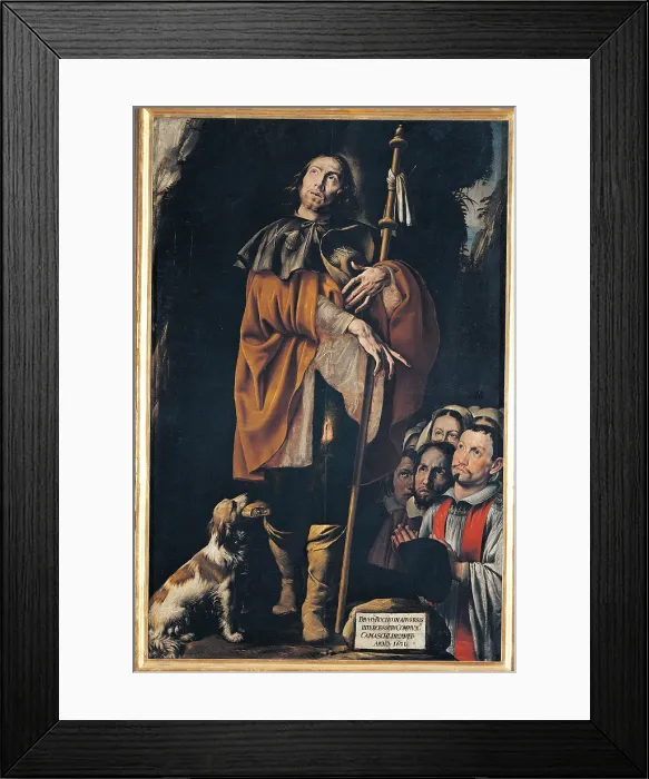 Framed Print : Saint Rocco, by Antonio d'Errico also known as Tanzio da Varallo, 1631, 17th Century, oil on canvas, 190 x 125 cm - Italy, Piedmont, Varallo, Museum of Varallo Palace