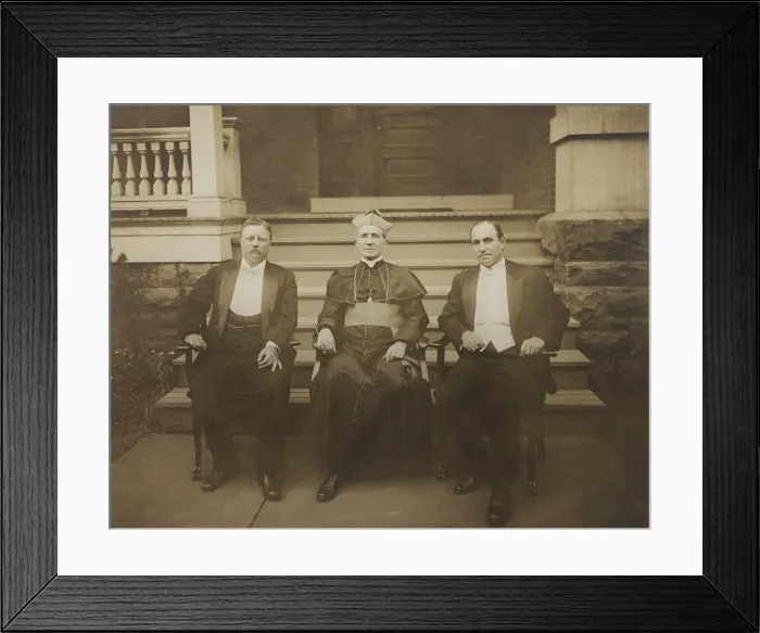 Framed Print : Theodore Roosevelt; Bishop Michael John Hoban of Scranton, PA; and Labor Leader, John Mitchell. In August 1910, Col