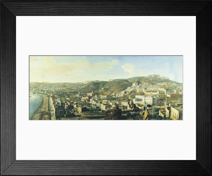 Framed Print : View of Naples with the District of Chiaia from Pizzofalcone (Veduta di Napoli con il borgo di Chiaia da Pizzofalcone), by Gaspar van Wittel, 18th Century