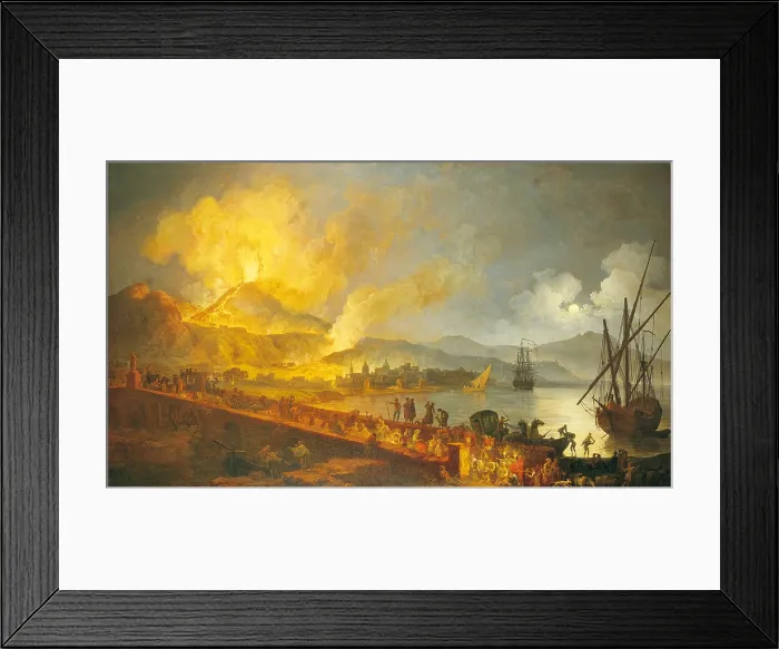 Framed Print : Eruption of Vesuvius from the Ponte della Maddalena (Eruzione del Vesuvio dal Ponte della Maddalena), by Pierre-Jacques Volaire, 1782, 18th Century