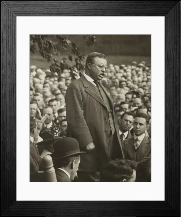 Framed Print : Col. Theodore Roosevelt stumping for a fellow politician, c. 1912-15. Location unidentified (BSLOC_2017_8_74)