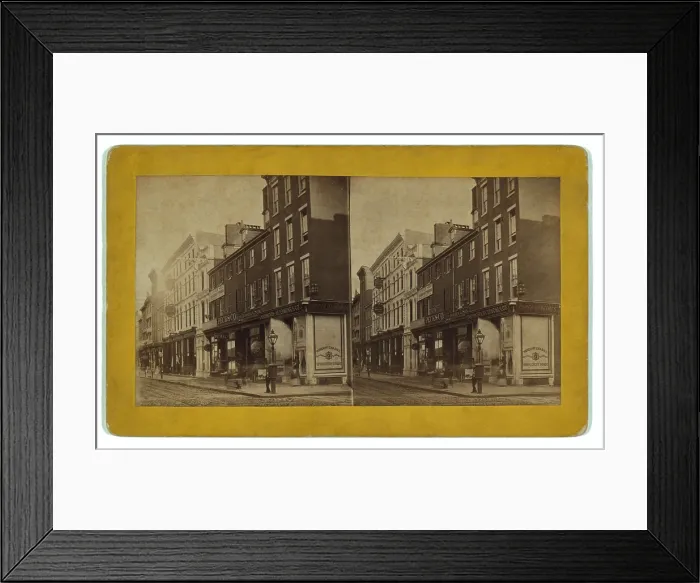 Framed Print : Philadelphia in 1870. Chestnut Street below 11th street on the South Side. Shops sell consumer goods and clothing Framed Print : Philadelphia in 1870. Chestnut Street below 11th street on the South Side. Shops sell consumer goods and clothing