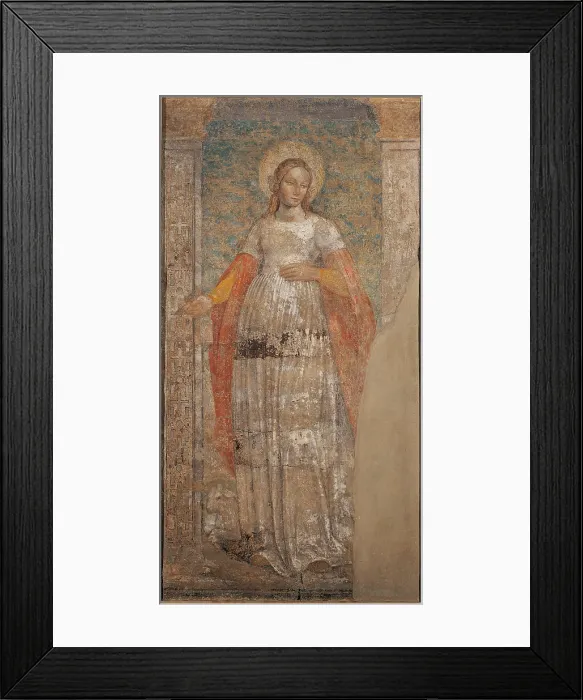 Framed Print : St Agnes, by Ambrogio da Fossano known as Bergognone, 1495, 15th Century, fresco transferred to canvas, - Italy, Lombardy, Milan, Brera Art Gallery. All