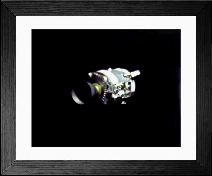 Framed Print : Damaged Apollo 13 Service Module with a panel blown away by the explosion of an oxygen tank. It was to provide propulsion, electrical power and storage during the mission