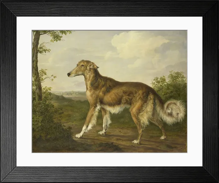 Framed Print : Siberian Greyhound, by Jan Dasveldt, c. 1825, Dutch painting, oil on canvas. (BSLOC_2016_1_324)