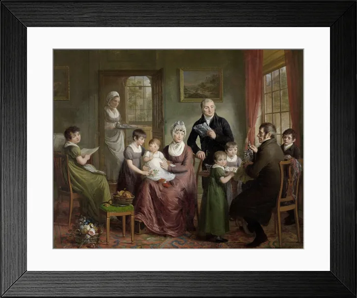 Framed Print : Portrait of the Family of Adriaan Bonebakker with Dirk L. Bennewitz, by Adriaan de Lelie, 1809, Dutch painting, oil on canvas Framed Print : Portrait of the Family of Adriaan Bonebakker with Dirk L. Bennewitz, by Adriaan de Lelie, 1809, Dutch painting, oil on canvas