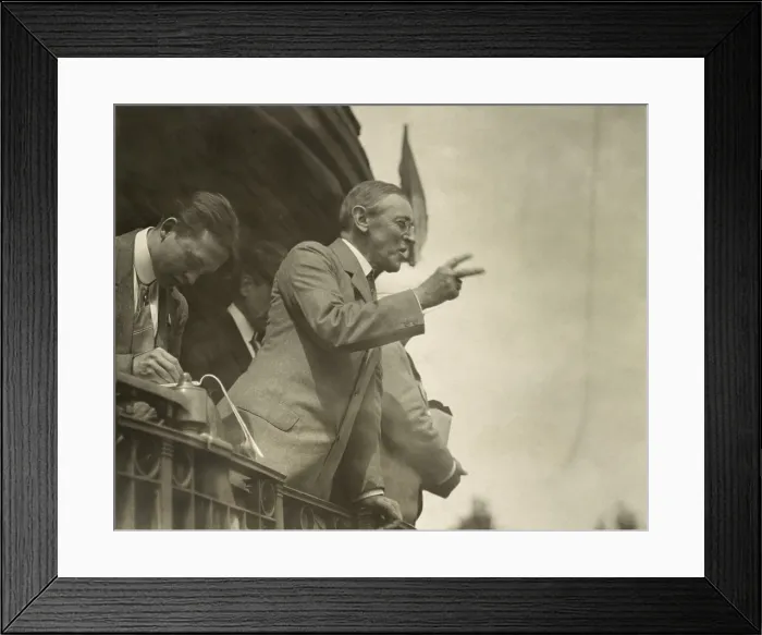 Framed Print : Governor Woodrow Wilson campaigning by train for president in Bradford, Ohio, 1912 (BSLOC_2017_8_96)