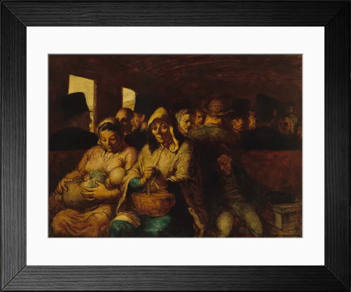 Framed Print : THE THIRD-CLASS CARRIAGE, by Honore Daumier, 1862-64, French painting, oil on canvas. This is a classic realist image of third-class railway travelers Framed Print : THE THIRD-CLASS CARRIAGE, by Honore Daumier, 1862-64, French painting, oil on canvas. This is a classic realist image of third-class railway travelers