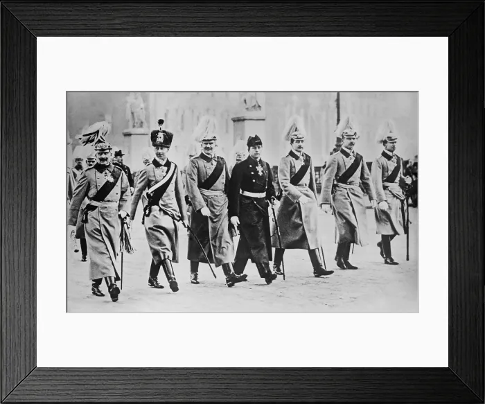 Framed Print : Kaiser Wilhelm II with his six sons, parading to the New Years Address, Berlin, 1914. All were born between 1882 and 1890