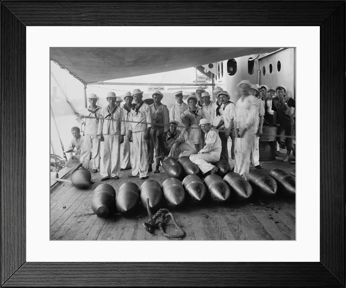 Framed Print : Crew of the USS Texas, posing with ammunition Framed Print : Crew of the USS Texas, posing with ammunition