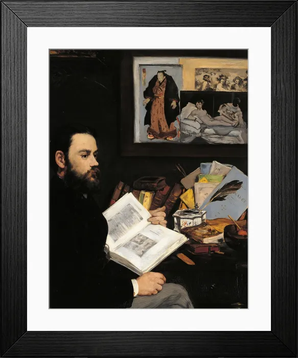 Framed Print : Portrait of Emile Zola, by Edouard Manet, 1868, 19th Century, oil on canvas, 146, 5 x 114 cm - France, Paris, Muse d'Orsay. Detail