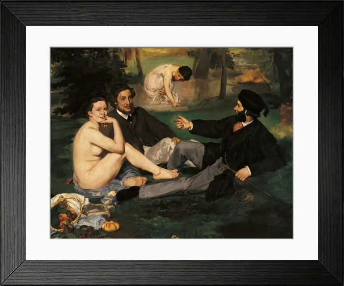 Framed Print : The Luncheon on the Grass (Le djeuner sur l'herbe), by Eduard Manet, 1863, 19th Century, oil on canvas, 208 x 242 cm - France, Paris, Muse d'Orsay. Whole artwork view Framed Print : The Luncheon on the Grass (Le djeuner sur l'herbe), by Eduard Manet, 1863, 19th Century, oil on canvas, 208 x 242 cm - France, Paris, Muse d'Orsay. Whole artwork view