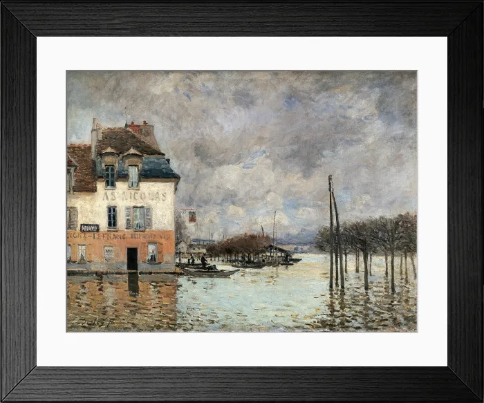 Framed Print : Floating in Port-Marly, by Alfred Sisley, 1876, 19th Century, oil on canvas - France, Paris, Muse d'Orsay. Whole artwork view