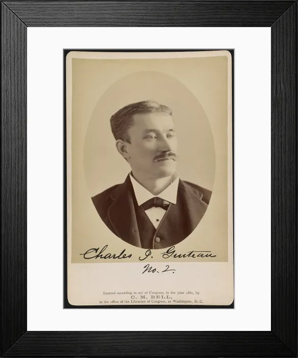 Framed Print : Charles J. Guiteau, assassin of President James Garfield, while in jail in Washington, D.C. Photo by Charles Milton Bell, Feb. 6, 1882