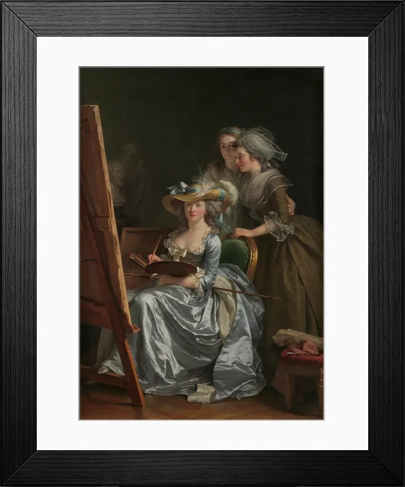 Framed Print : SELF-PORTRAIT WITH TWO PUPILS, Adlade Labille-Guiard, (French, Paris 1749-1803 Paris), French oil painting