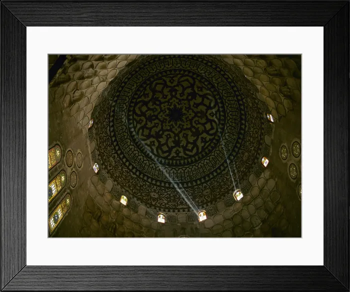 Framed Print : Dome of the Mausoleum of Sultan Barquq, by Mamluk craftsmen, 1400-1411, 15th Century, sandstone, carved stone, wallpaintings - Whole artwork view