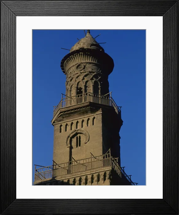 Framed Print : Minaret of the Qalawun Mosque, by Mamluk craftsmen, 1284-1285, 13th Century, carved sandstone - Whole artwork view