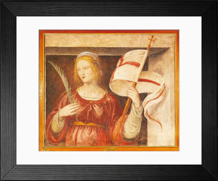 Framed Print : St Orsola, by Bernardino Luini, 16th Century, fresco, cm 80, 5 x 94, 5 - Italy, Lombardy, Milan, Santa Maria della Purificazione Domenican feminine monastery Framed Print : St Orsola, by Bernardino Luini, 16th Century, fresco, cm 80, 5 x 94, 5 - Italy, Lombardy, Milan, Santa Maria della Purificazione Domenican feminine monastery